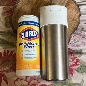 KOHLER Brand "Lysol Wipes" Cleaning Cloth Canisters Stainless Steel + Dispenser